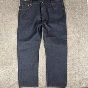 Levis 501 Jeans Mens 46x32 STF Raw Denim Rigid Indigo Button Fly Straight Leg